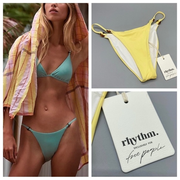Free People Other - New! Free People x rhythm swim ring itsy pant bikini bottom lemon 1910